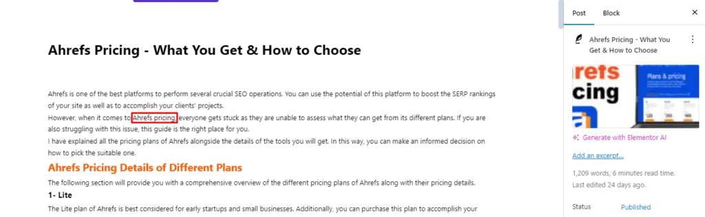 1st Paragraph or in first 100 words - For SEO Friendly Content Writing Tips