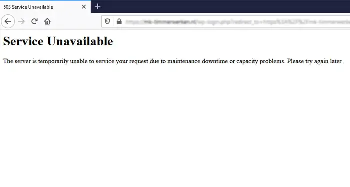 503 Service Temporarily Unavailable