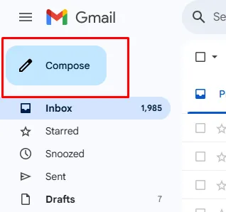 Click on “Compose" - A picture of email screenshot