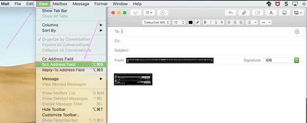 Now, click “View” and then “BCC Address Field”