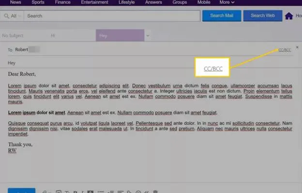 BCC and CC options are listed at the top-right corner