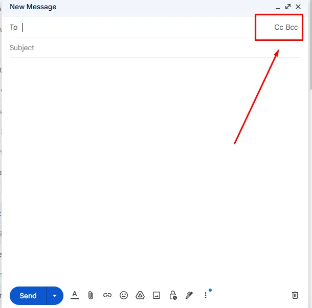 Now, you can see the “BCC” - A picture of email screenshot