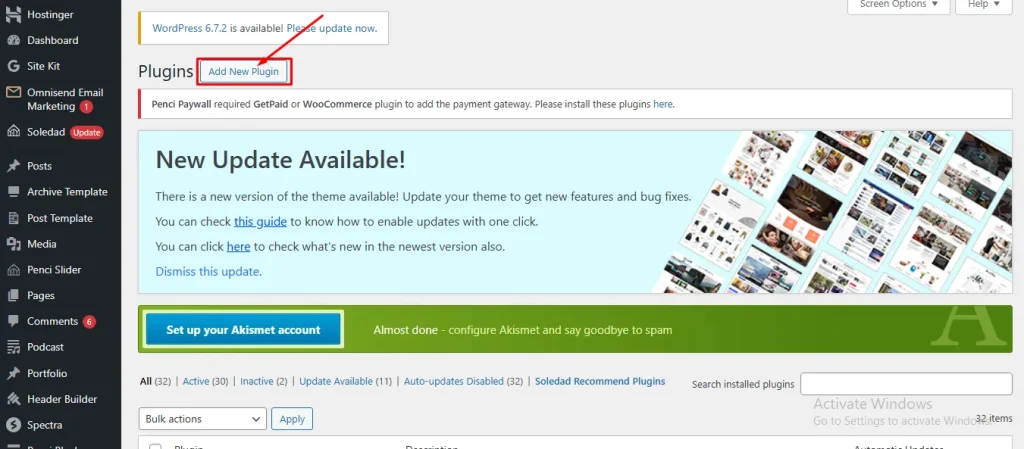 select the Add New Plugin option in the next window