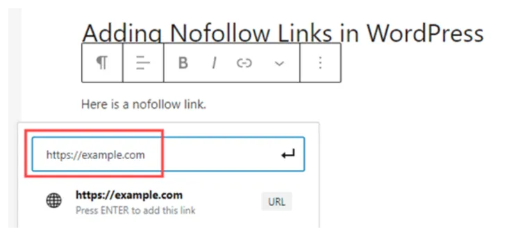 Add any link in the designated place