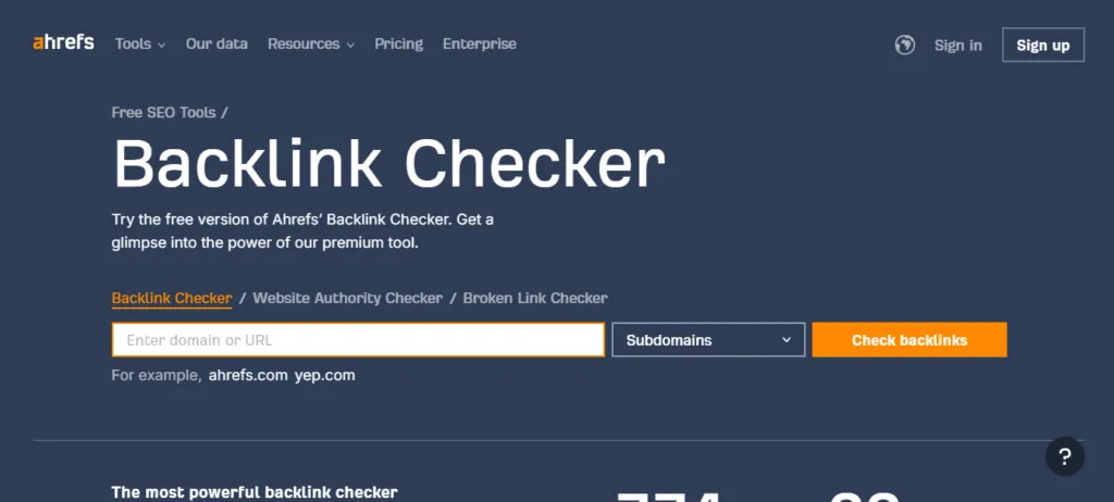 Ahrefs Backlink Checker