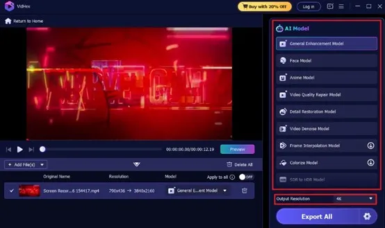 AI Video Enhancement Modes