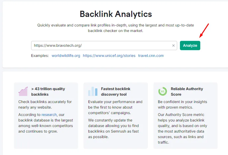 Click on “Analyze