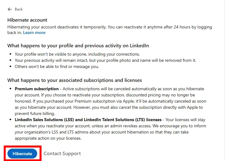 Now, click on Hibernate in blue color