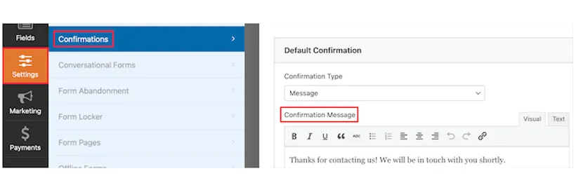 Confirmation Message