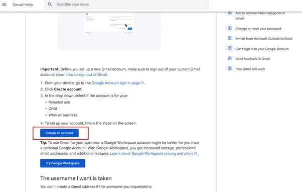 Create an account