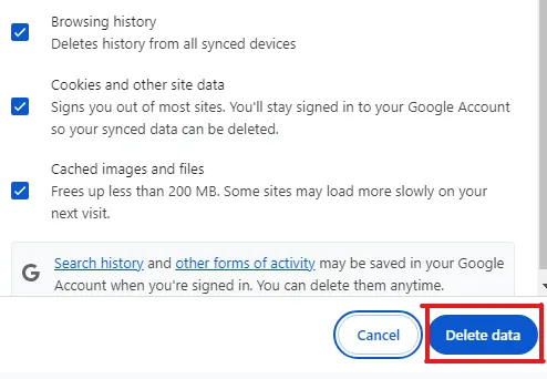 Delete data