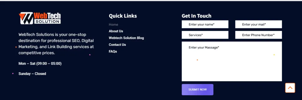 Footer Of Webtech Solutions