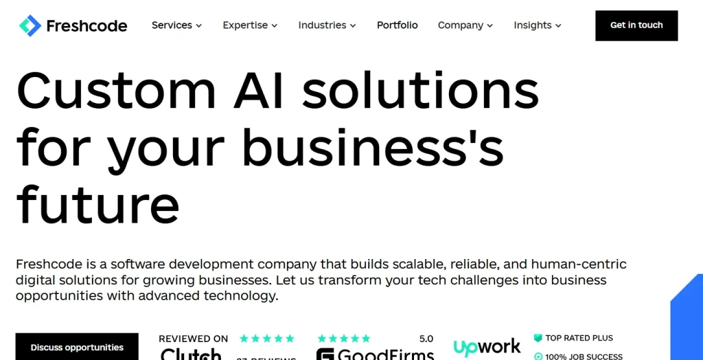 Homepage screenshot of Freshcode