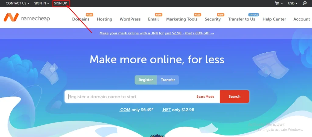 Go to the Official website of NameCheap