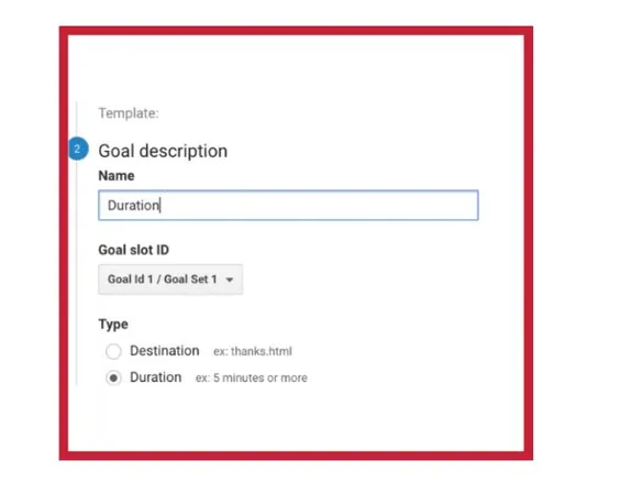 Goals Description - A screenshot of Google Analytics page of Goals Description
