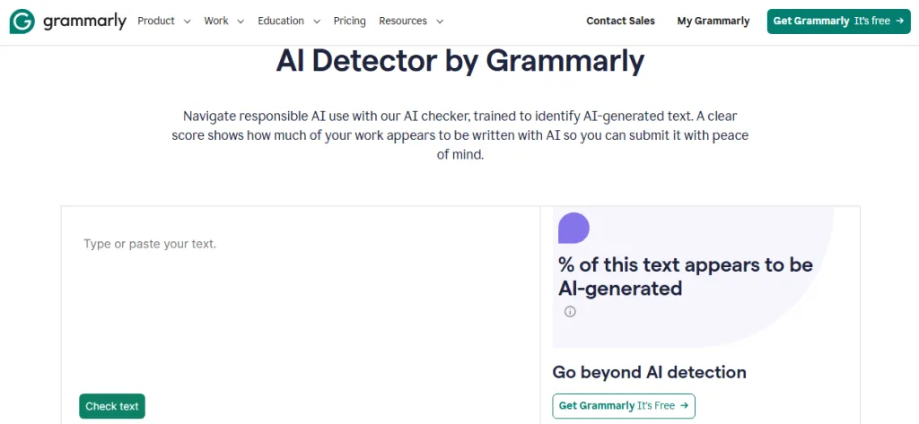 Grammarly Screenshot - best AI detector