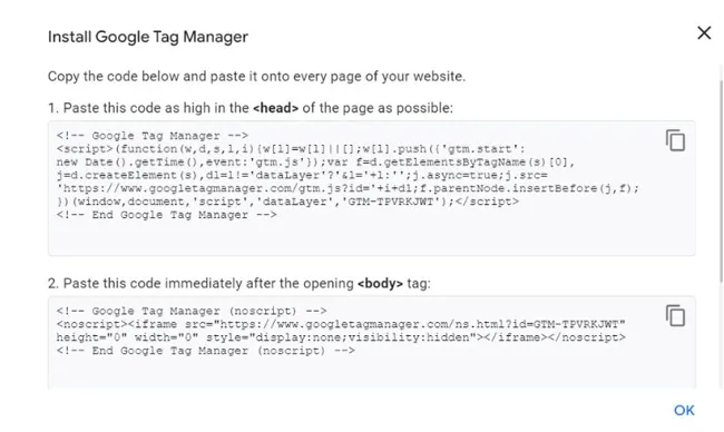 Installing Google Tag Manager
