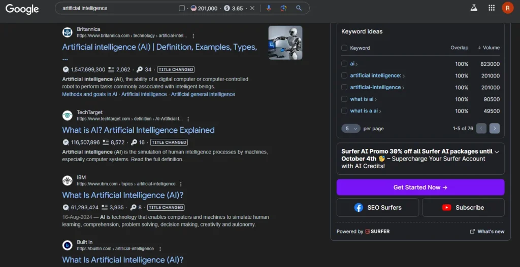 Keyword Surfer Extension