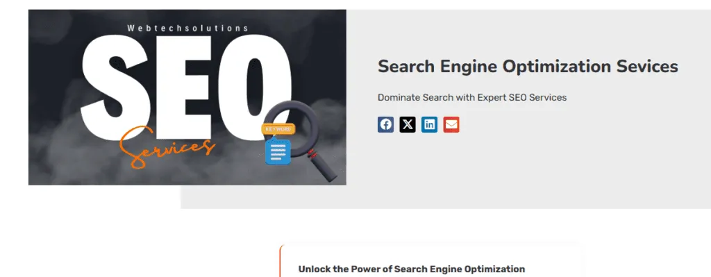 Landing Page of Webtech Solutions