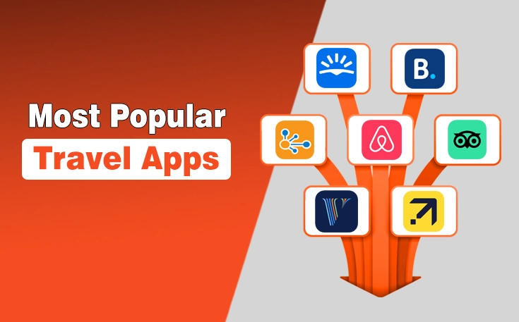 Illustration featuring the 12 best travel apps for planning and booking in 2026, including Skyscanner, Booking.com, Airbnb, Expedia, Hopper, KAYAK, TripIt, and other popular travel planning apps.