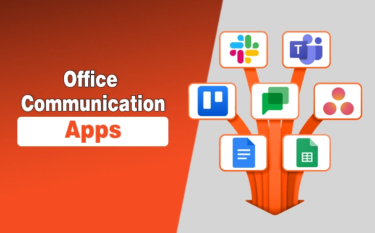 Illustration of the best office communication apps for team collaboration and workplace communication.