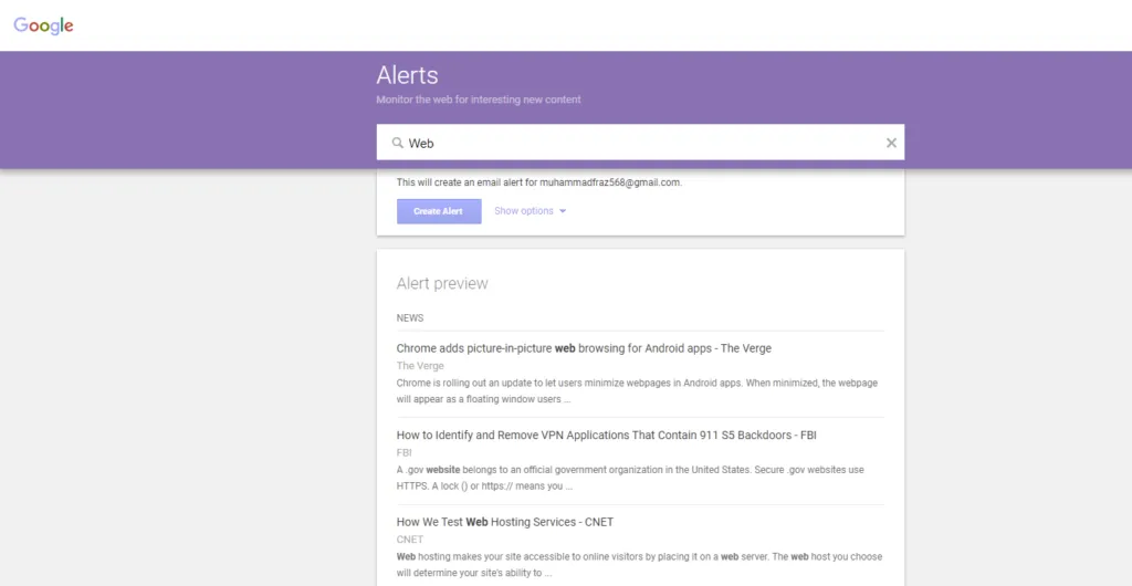 Open Google Alerts