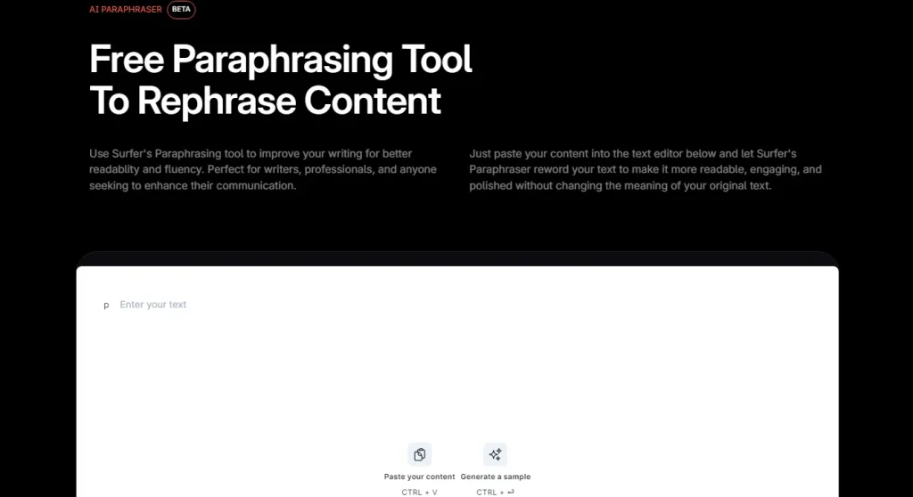 Surfer SEO Paraphrasing Tool