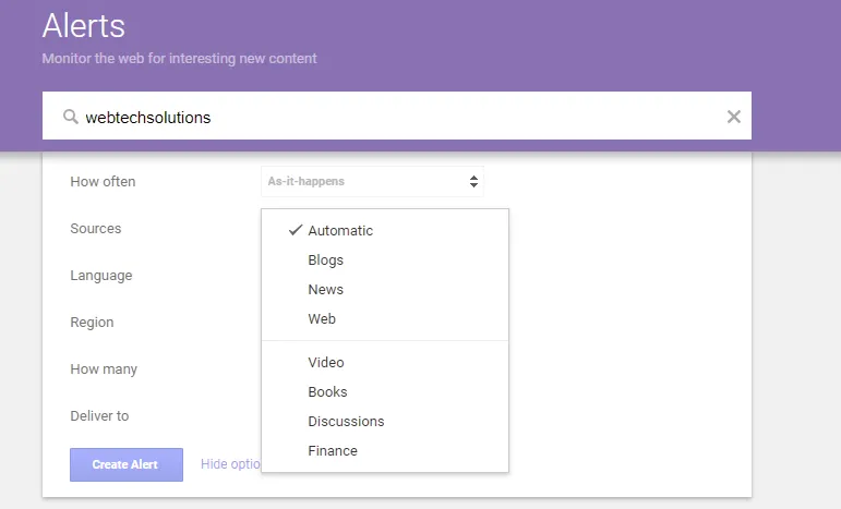 Select the source type