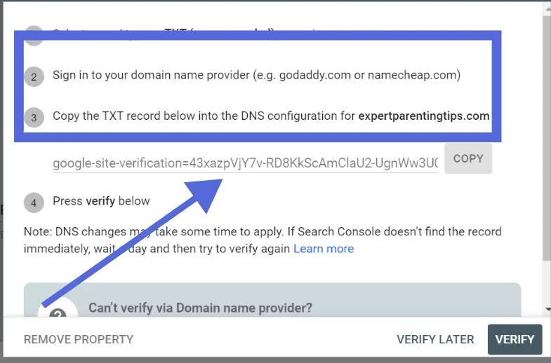 Verification of a Domain Property