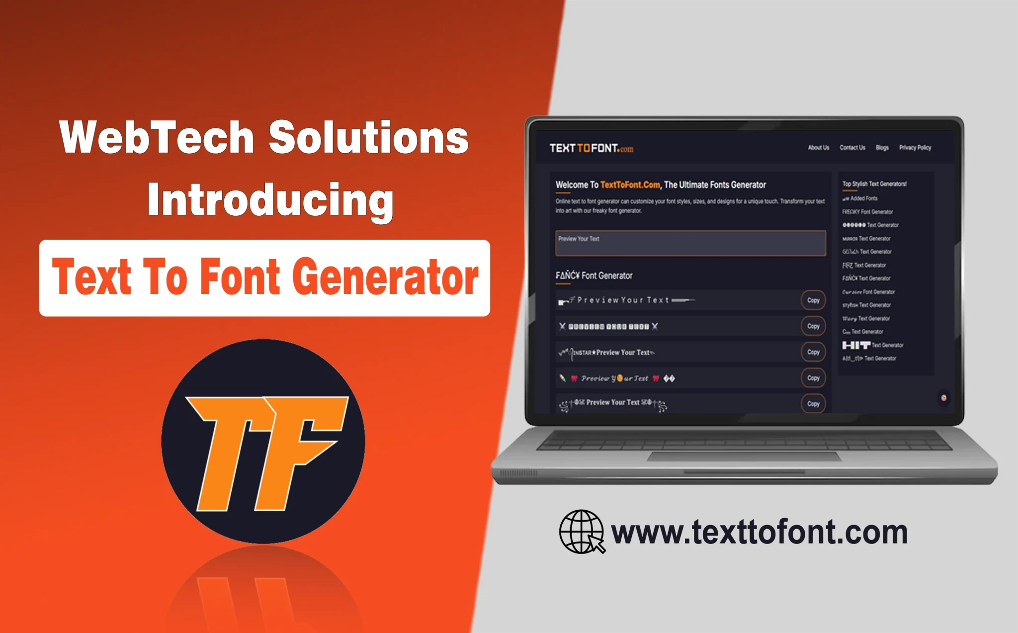WebTech Solutions Introducing Text to Font Generator