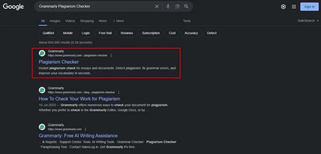 Access Grammarly Plagiarism Checker