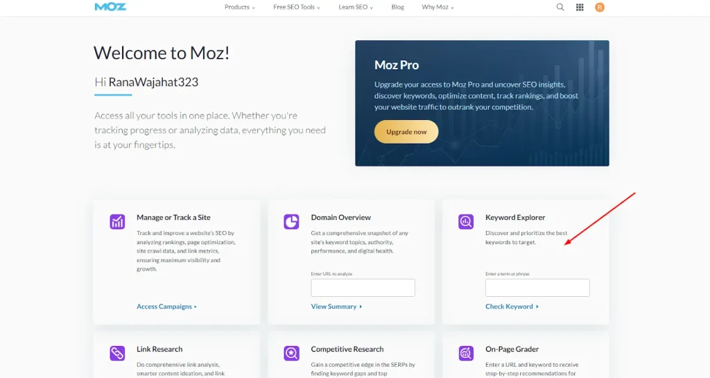 Access Moz Pro