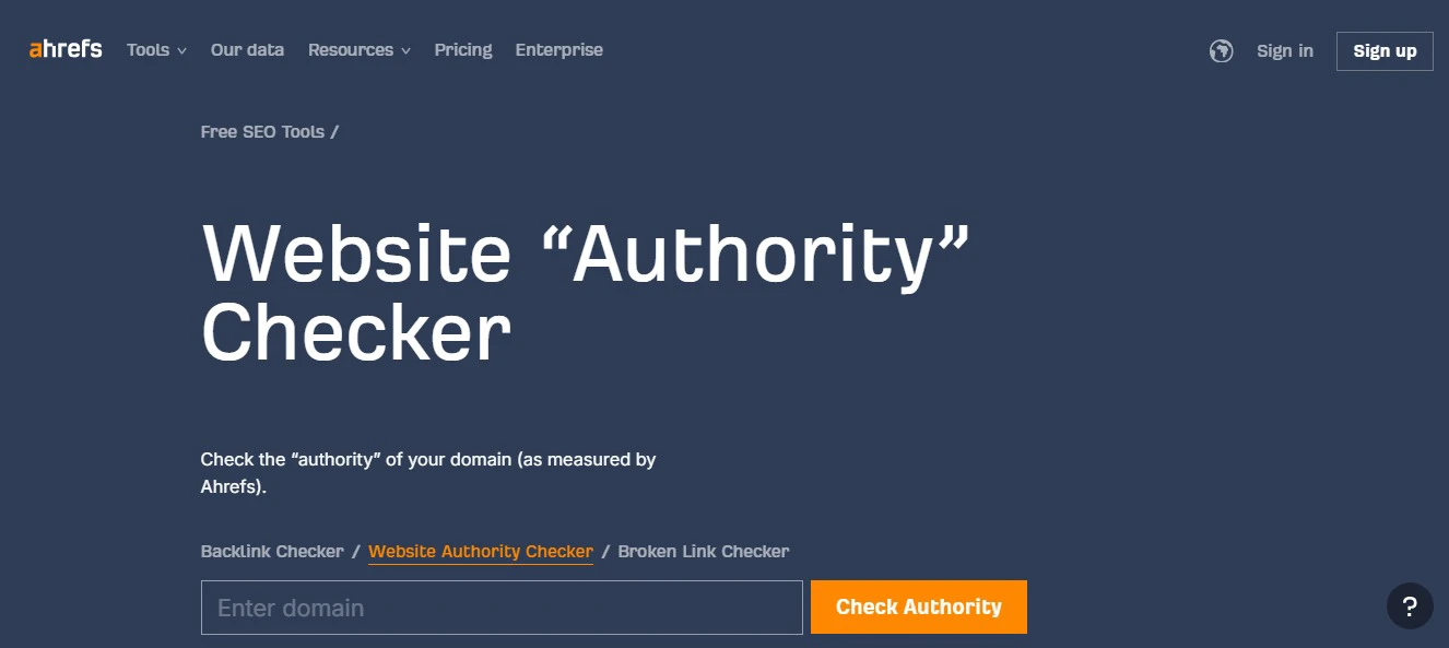 ahrefs web authority checker