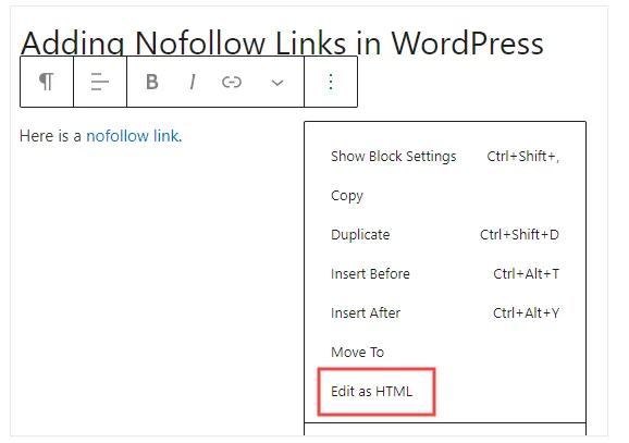 click on “Edit as HTML