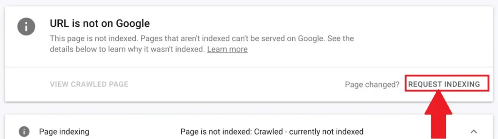  click on the Request Indexing button