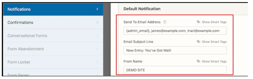email address to receive the notification