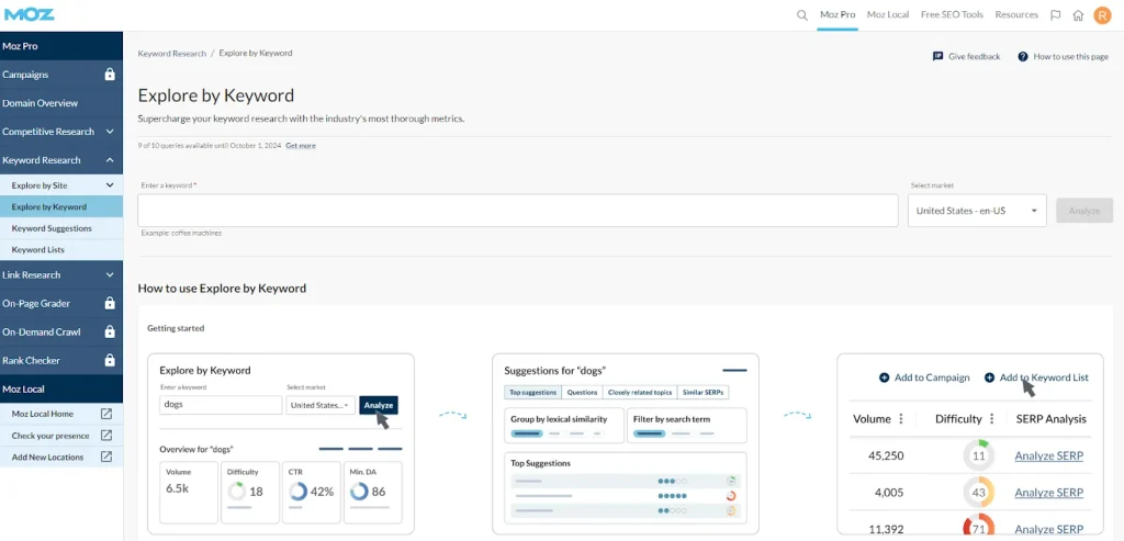 Enter the targeted keyword