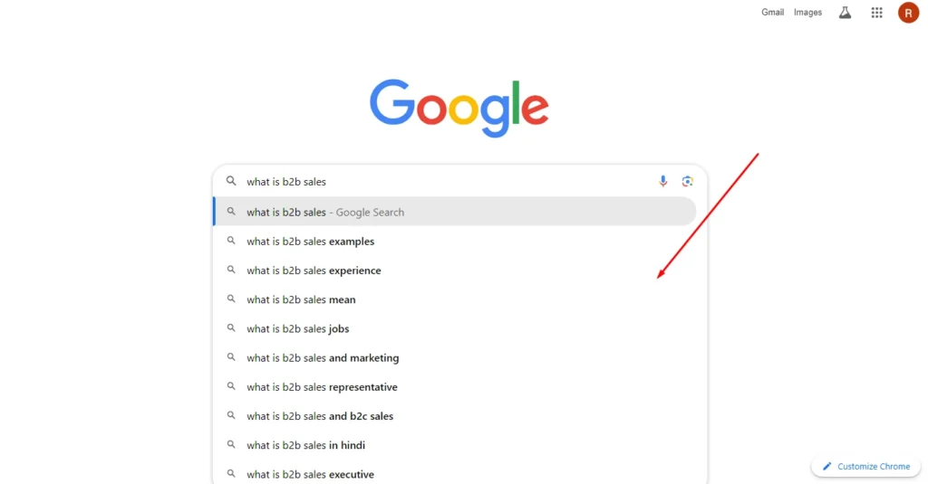 google suggestions for b2b sales