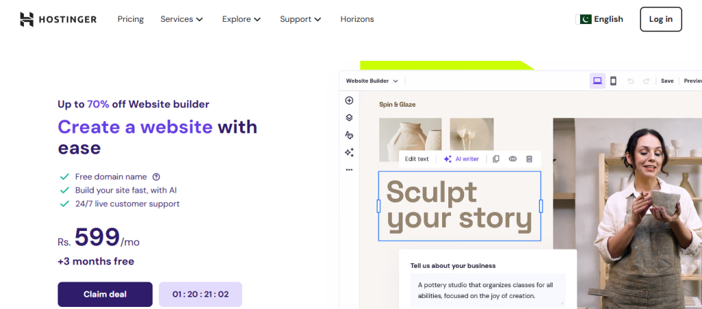 Hostinger Website Builder – Best for Affordability