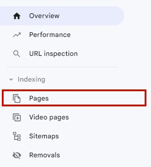 indexing section on Google Search Console and click on Pages