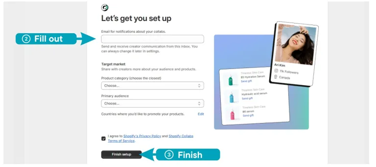 information required by the platform