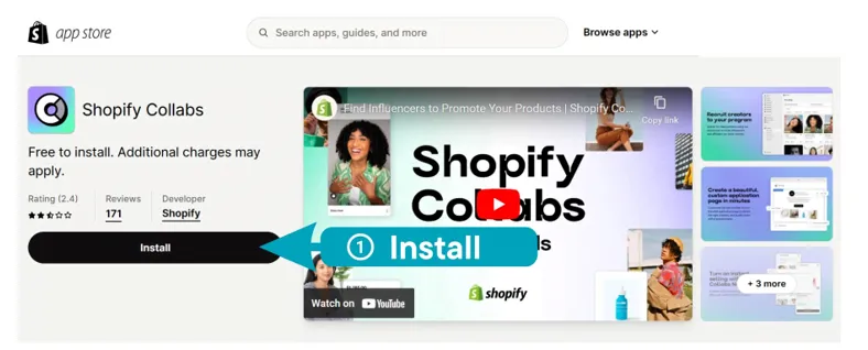 install Shopify Collabs