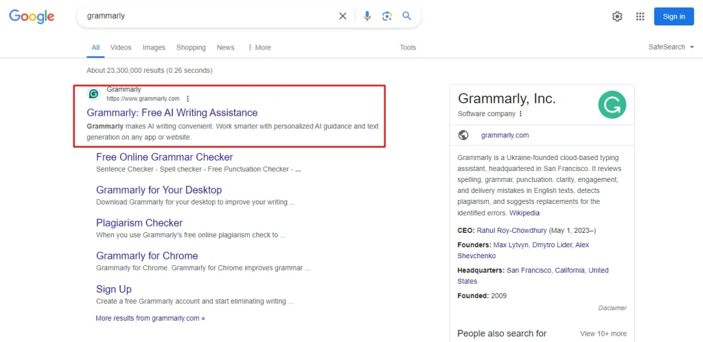 Search Grammarly