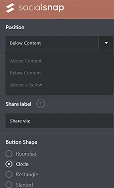 Options Below Content