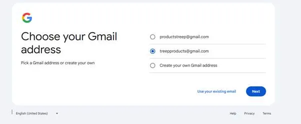 select a Gmail address
