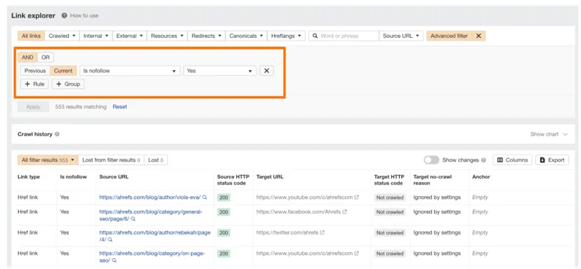 Semrush do follow no follow