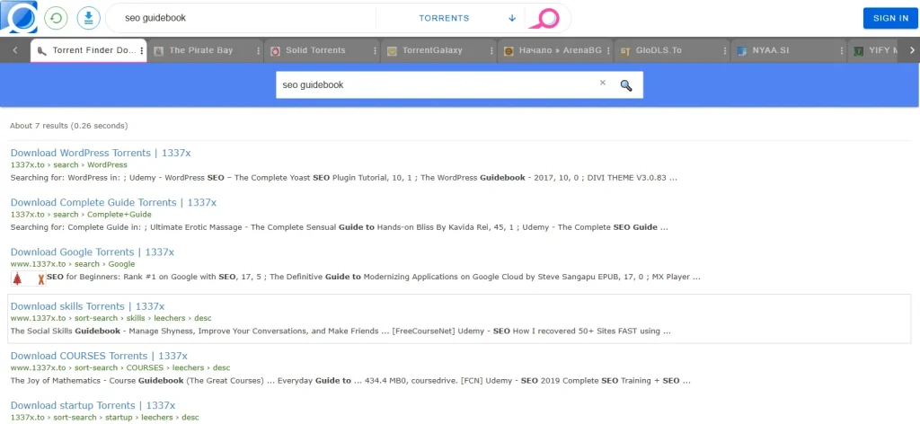 Hit search and browse the results