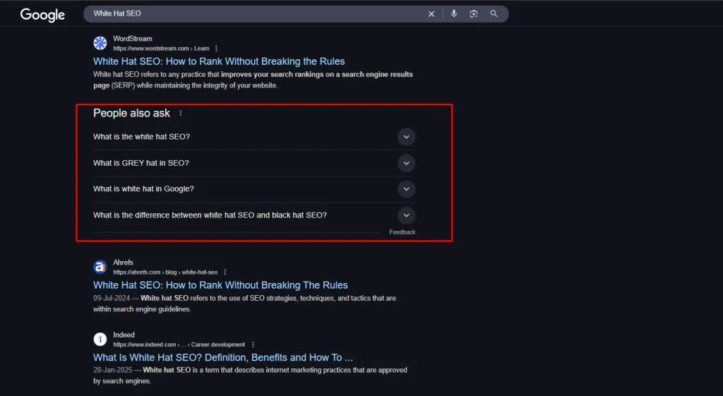 White Hat SEO Intent for keyword research