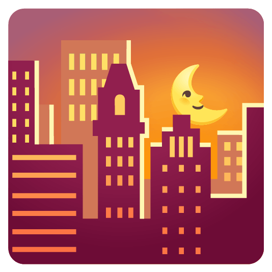 city sunrise last quarter moon with face