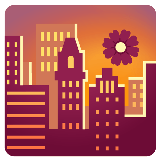 city sunrise blossom